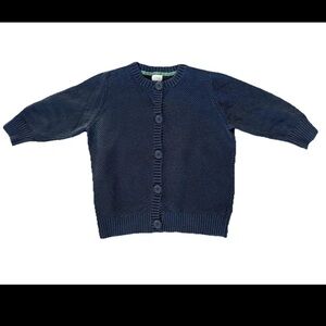 L.L. Bean Navy Blue Cotton Cardigan Sweater Chunky Knit 3/4 Sleeves Size XL